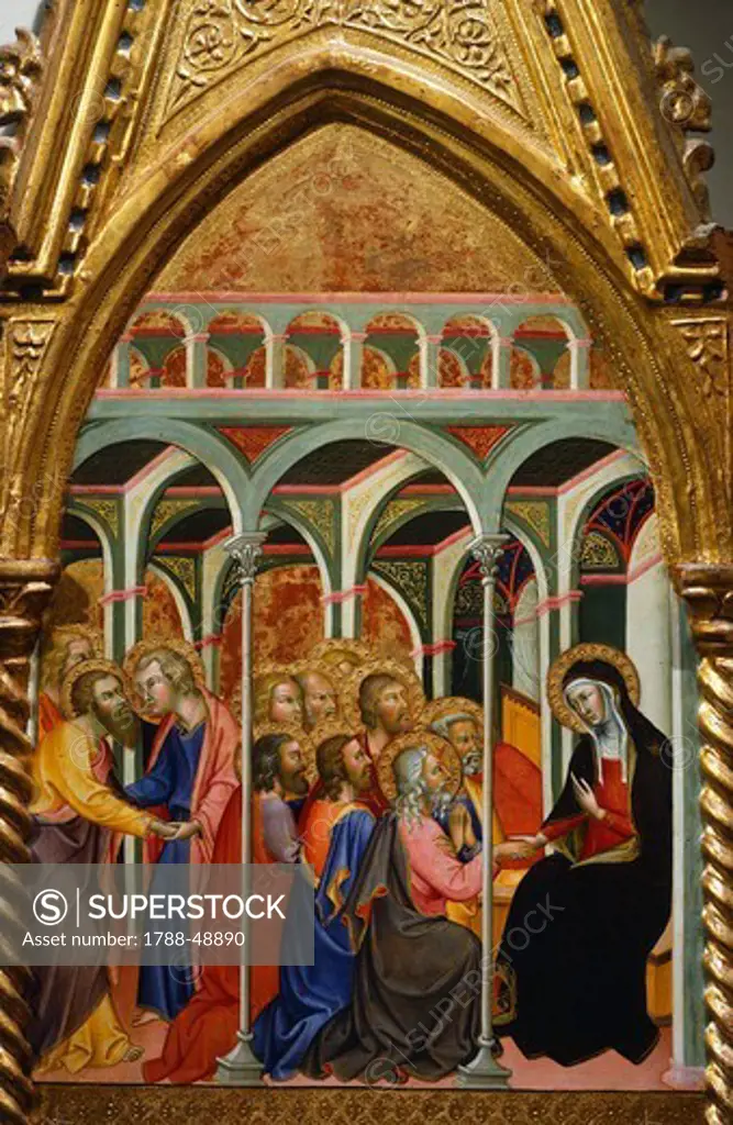 Altarpiece with scenes of the Virgin: Mary's farewell to the apostles, by Bartolo di Fredi (1330-1410).