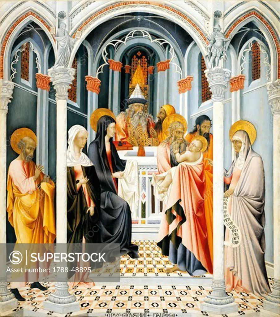 Presentation by Jesus in the temple, by Giovanni di Paolo (ca 1403-1482).