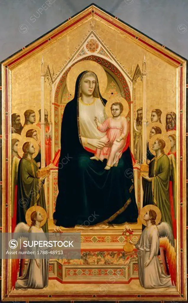 Majesty of All Saints, ca 1310, by Giotto (1267-1337), tempera and gold on wood, 325x204 cm.