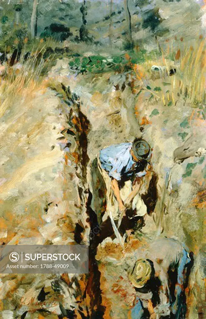 Diggers, 1885-1890, by Giovanni Muzzioli (1854-1894), oil on panel, 30x19 cm.