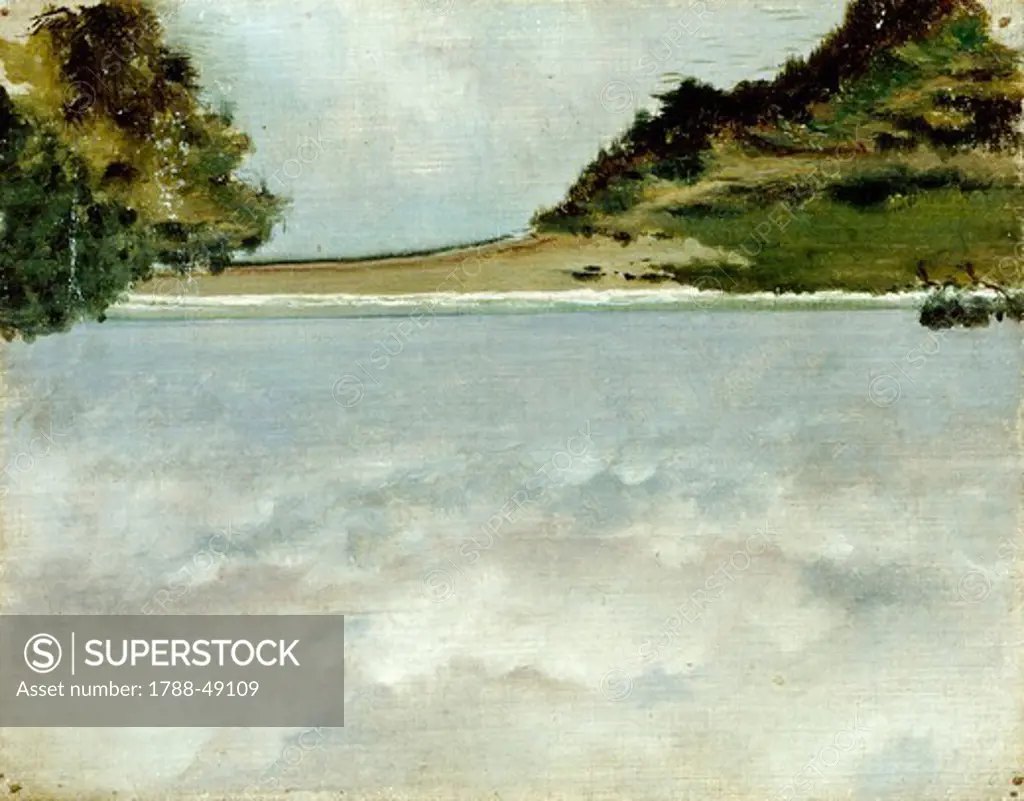 Mouth of the Ombrone River, ca 1875, Tito Conti (1842-1924), oil on canvas, 17x21 cm.