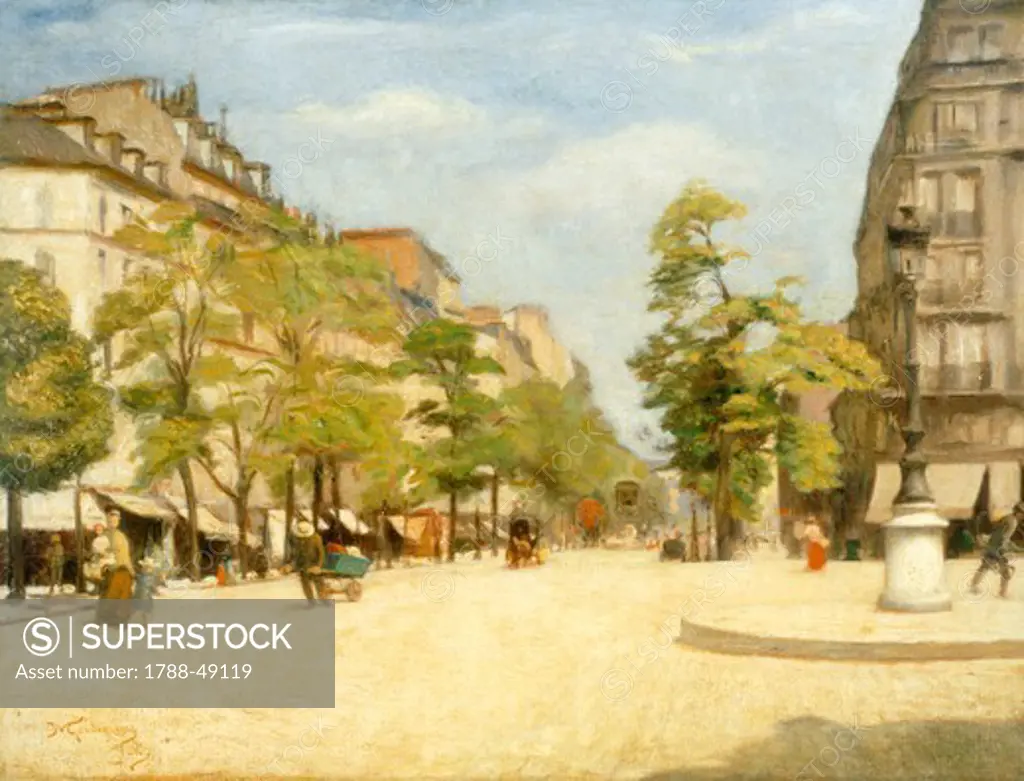Street scene in Paris, ca 1875, by Michele Gordigiani (1835-1909), oil on canvas, 61x46 cm.