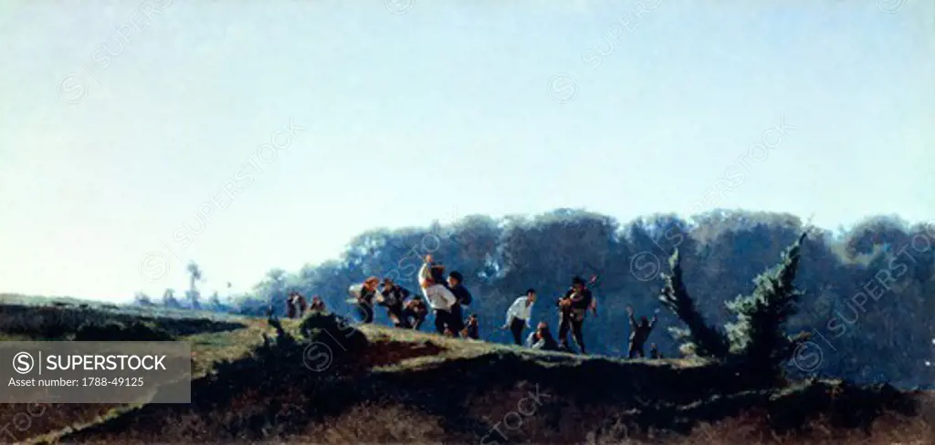 Country dance, 1865-1870, by Stefano Bruzzi (1835-1911), oil on canvas, 41x85 cm.