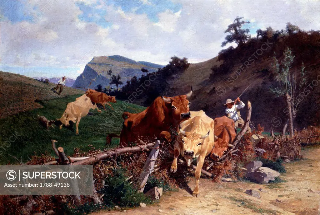 A badly fenced field, 1870, by Stefano Bruzzi (1835-1911), oil on canvas, 70x102 cm.