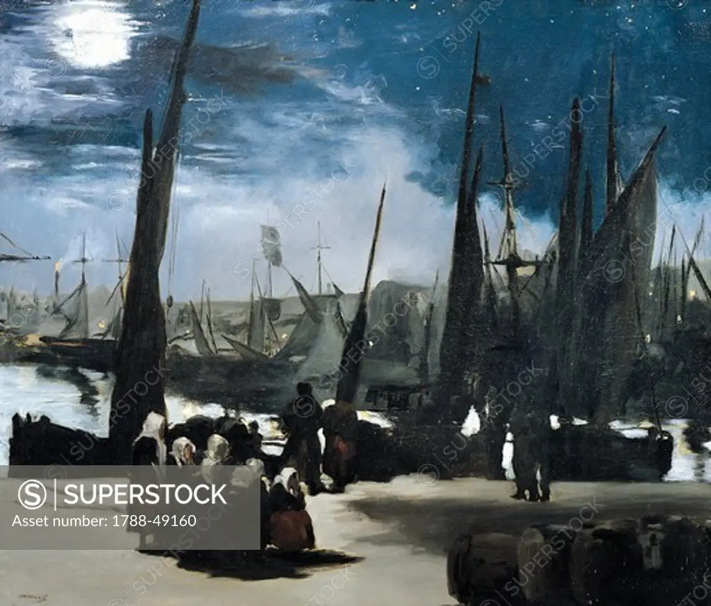 Moonlight on the port of Boulogne, 1869, by Edouard Manet (1832-1883).