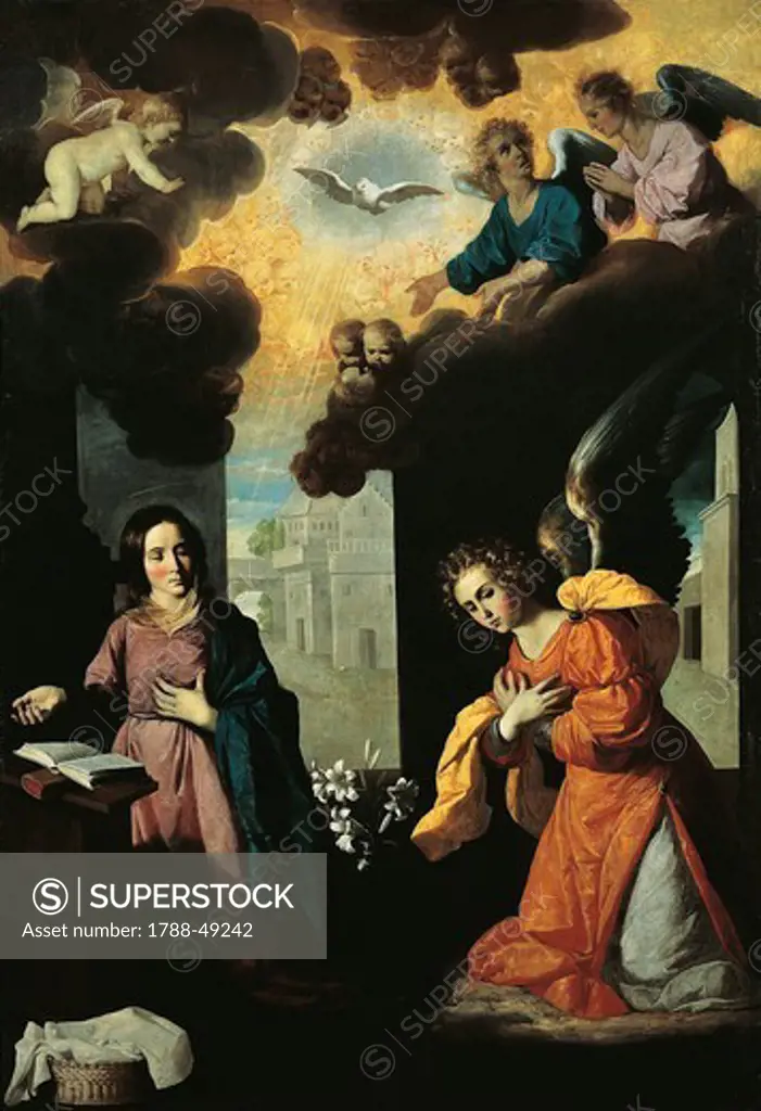 The Annunciation, 1638, by Francisco de Zurbaran (1598-1664), oil on canvas, 261x175 cm.
