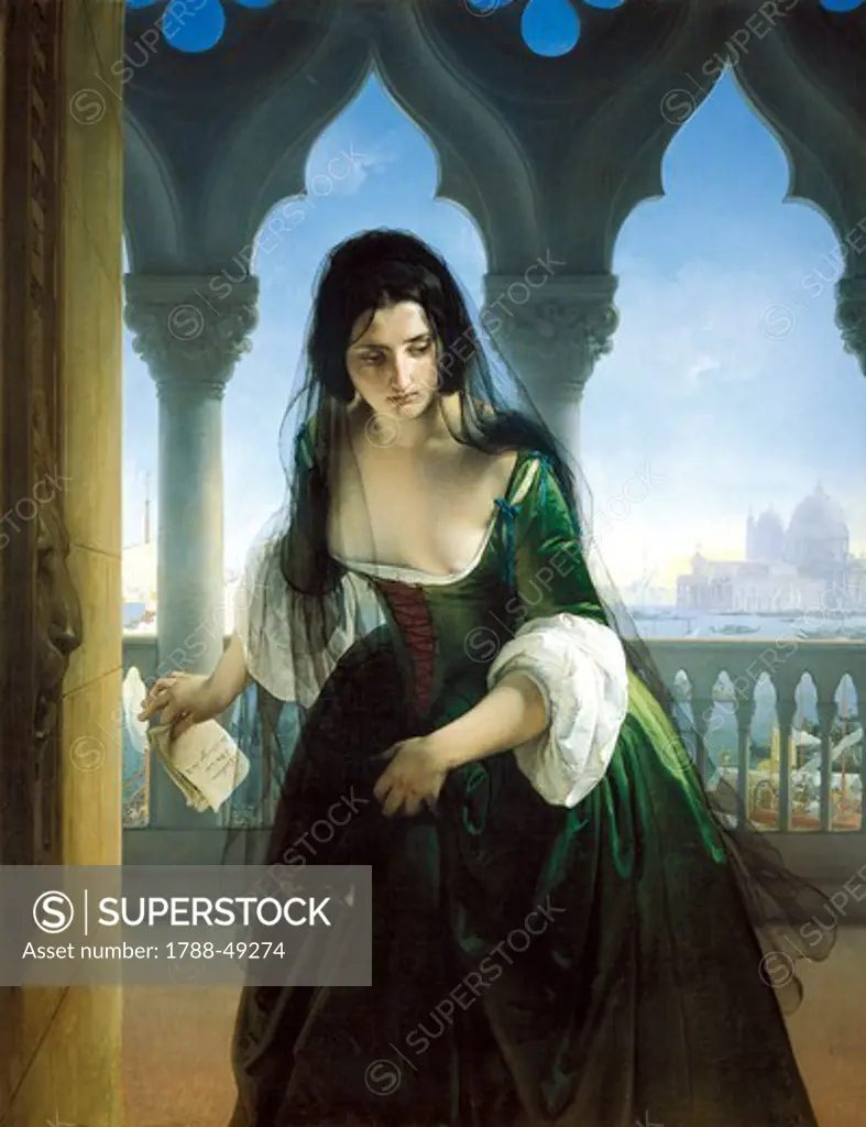 Secret accusation, 1847-1848, by Francesco Hayez (1791-1882), oil on canvas, 153x120 cm.