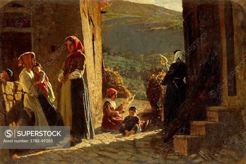 Meeting of Peasants, 1861, by Cristiano Banti (1824-1904), oil on canvas.