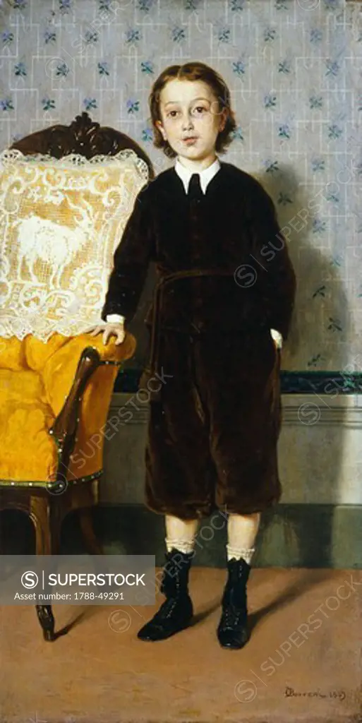 Portrait of a boy standing, by Odoardo Borrani (1834-1905).