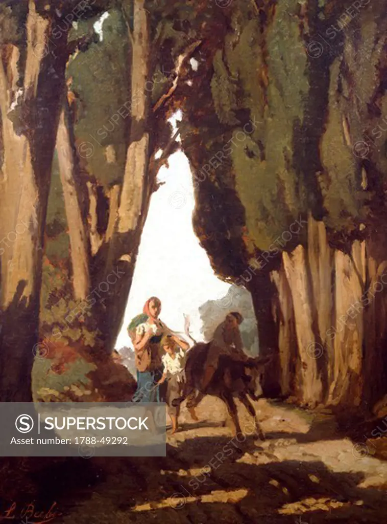 Farmer riding an ass and a herbalist, by Luigi Bechi (1830-1919).