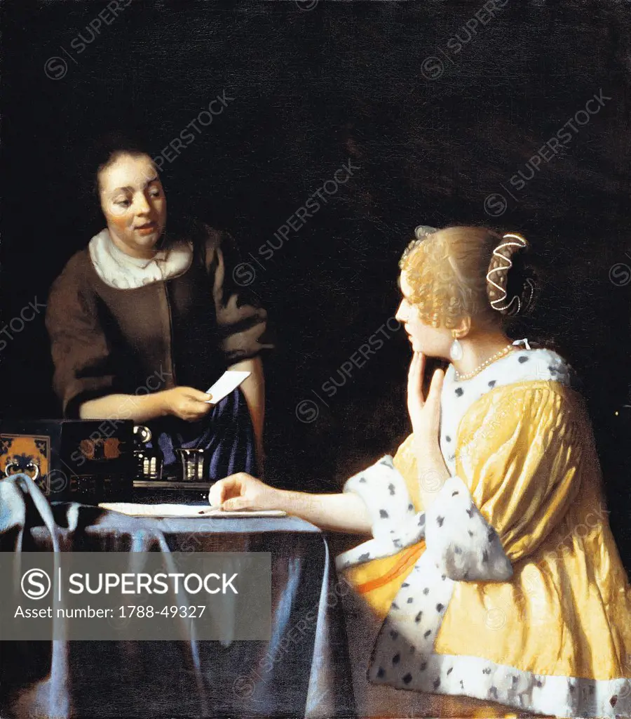 Mistress and Maid, 1666, by Jan Vermeer (1632-1675), oil on canvas, 90x79 cm.