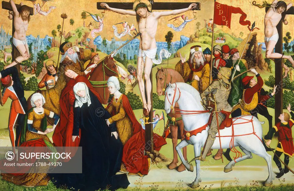 Calvary, 15th century, by the Master of the Death of St Nicholas of Muenster, oil on panel.