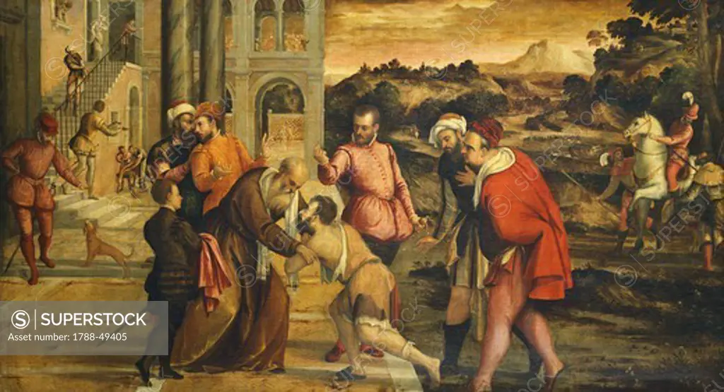 The prodigal son, by Jacopo Nigretti known as Palma the Elder (1480-1528).