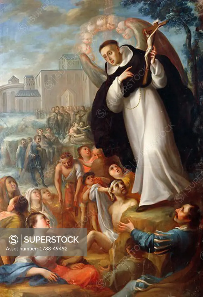 St Vincent Ferrer speaks of Christ to the pagans. Mexico, 18th century.