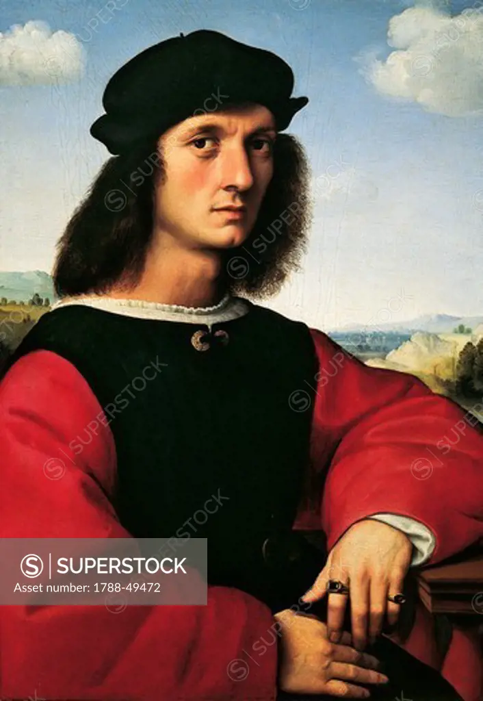 Portrait of Agnolo Doni, ca 1506, by Raphael Sanzio (1483-1520), oil on wood, 63x45 cm.
