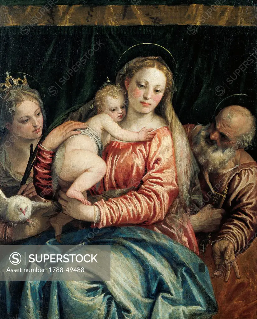 Madonna and Child, St Peter and St Agnes, 1555-1560, by Paolo Caliari known as Veronese (1528-1588), oil on canvas, 119x95 cm.