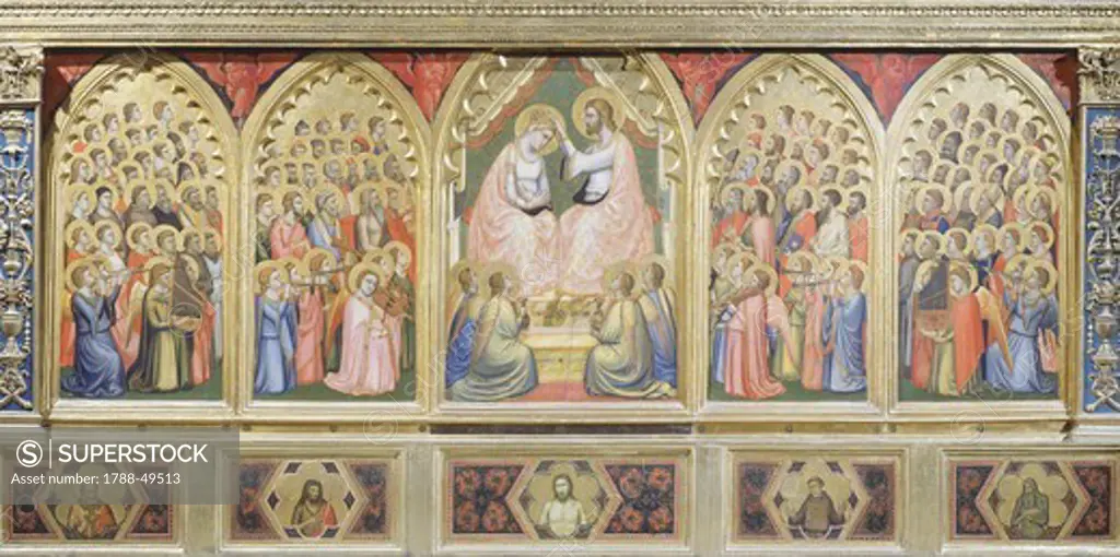 Coronation of the Virgin, 1328, by Giotto (1267-1337). Bandini Baroncelli Chapel, Basilica of the Holy Cross, Florence.
