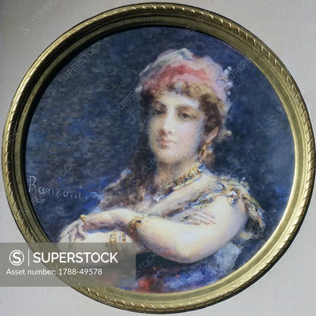 Portrait of Princess Troubetzkoy, by Daniele Ranzoni (1843-1889), watercolor.