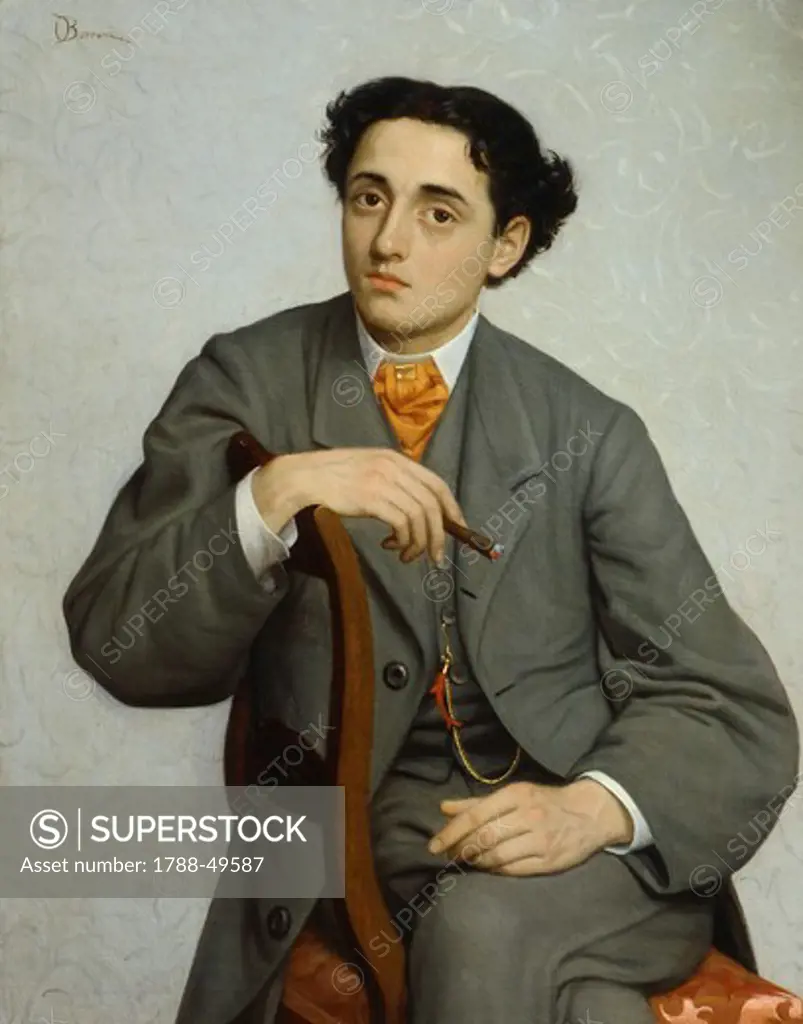 Portrait of young man with a cigar, by Odoardo Borrani (1834-1905), oil on canvas, 89x70 cm.