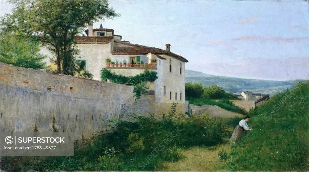 A view of Piagentina, 1863, by Silvestro Lega (1826-1895), oil on canvas, 44x80 cm.