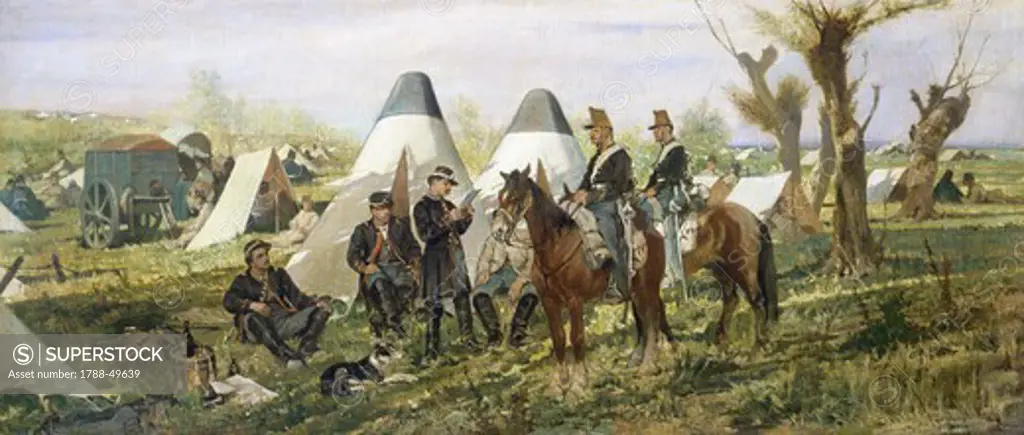 Military post at the camp, 1874, by Giovanni Fattori (1825-1908), oil on canvas, 45.5x105 cm.
