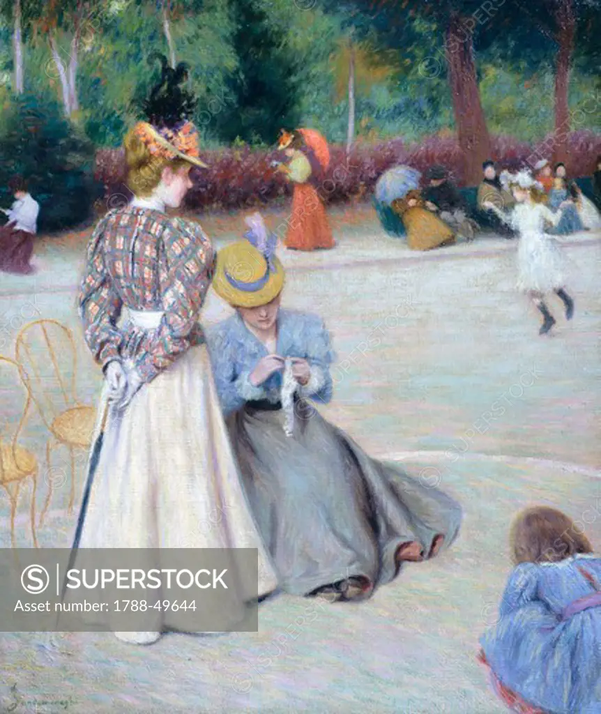 Games at the park, by Federico Zandomeneghi (1841-1917), oil on canvas, 55.5x45.5 cm.