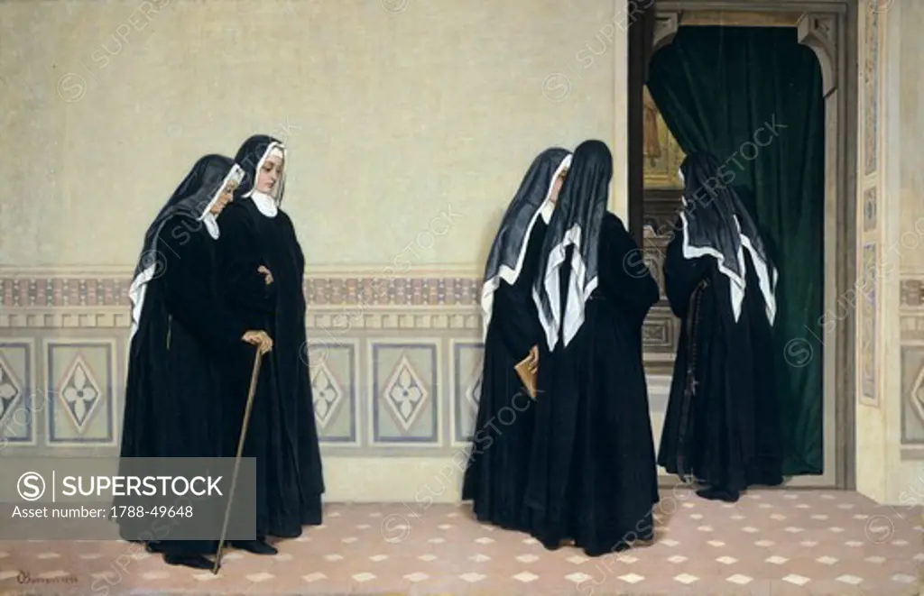 The chorus, by Odoardo Borrani (1834-1905), oil on panel, 46x72 cm.
