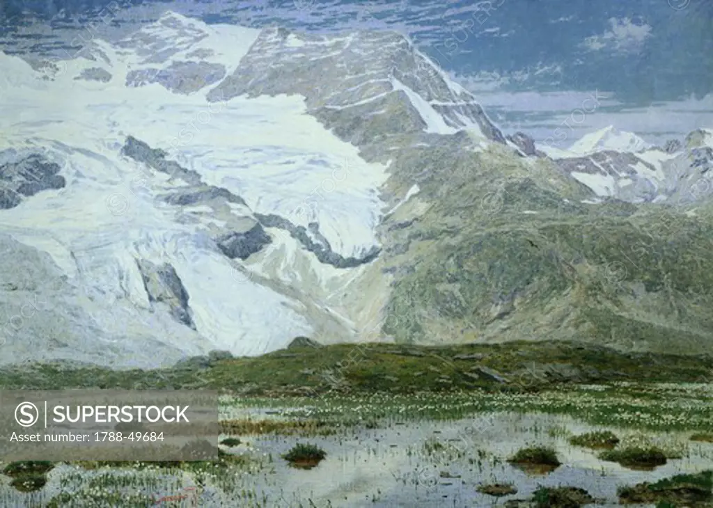 Cambrena Glacier, 1897, by Filippo Carcano (1840-1914), oil on canvas, 135x195 cm.