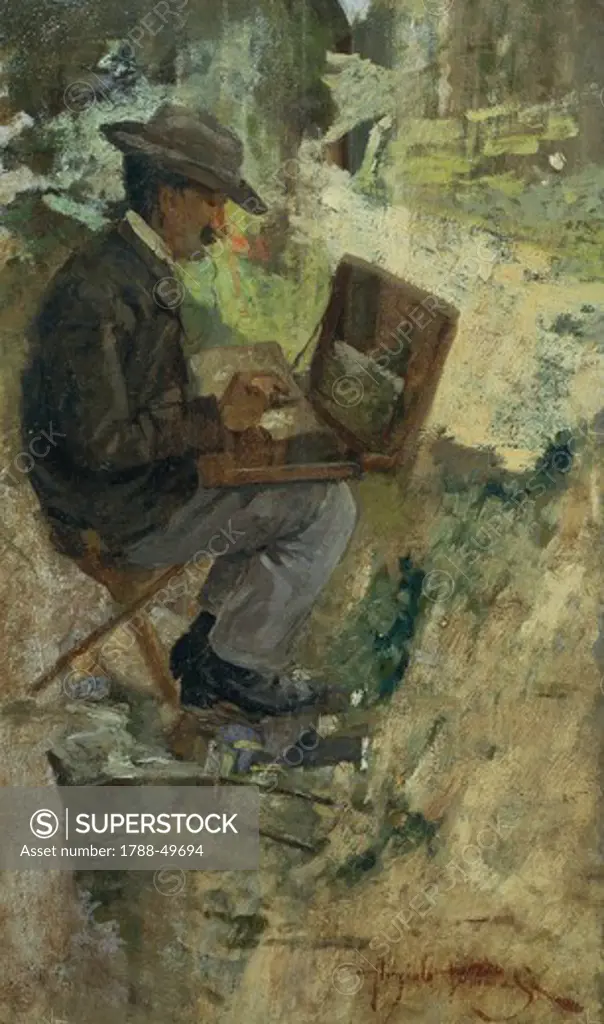 Portrait of Silvestro Lega painting, by Angiolo Tommasi (1858-1923), oil on panel.