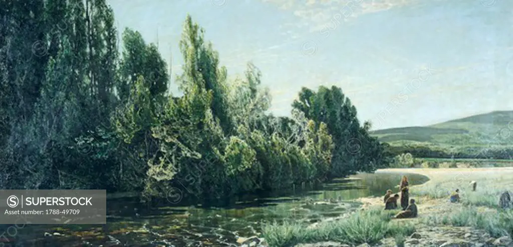 Along the Bormida, by Serafino De Avendano (1828-1916).