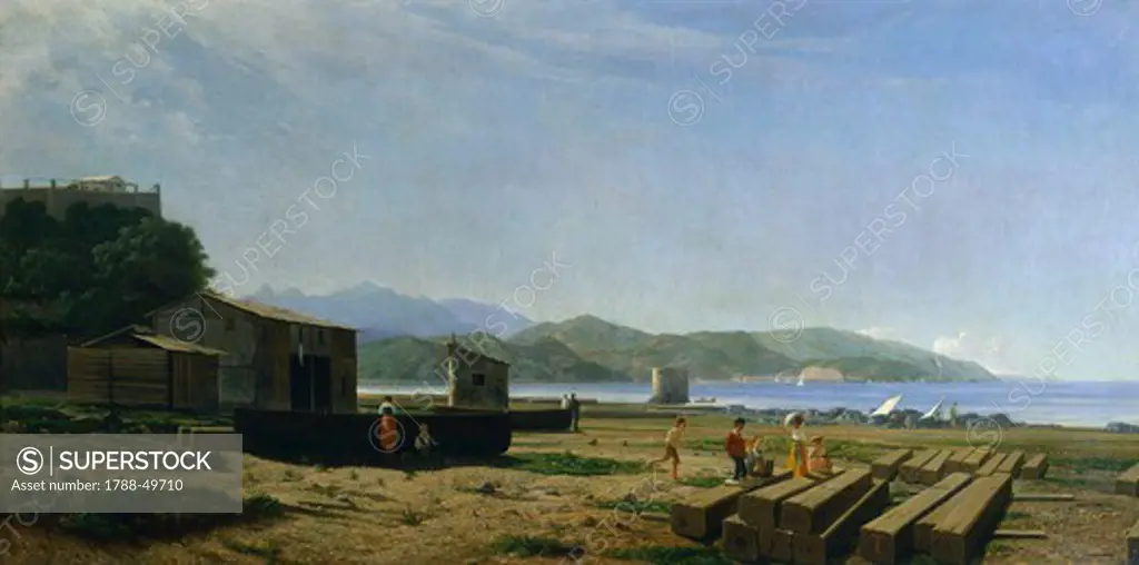 The gulf of La Spezia, 1864-1867, by Tammar Luxoro (1825-1899).