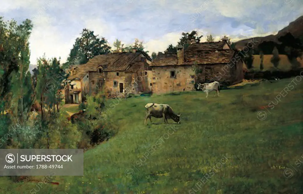 Pasture in Pietramala, 1889, by Telemaco Signorini (1835-1901), oil on canvas, cm. 120x175 cm.