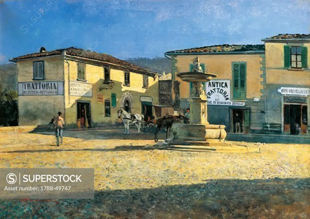 The Square of Settignano (Effect of sun), 1881, by Telemaco Signorini (1835-1901), oil on canvas, 33x53 cm.