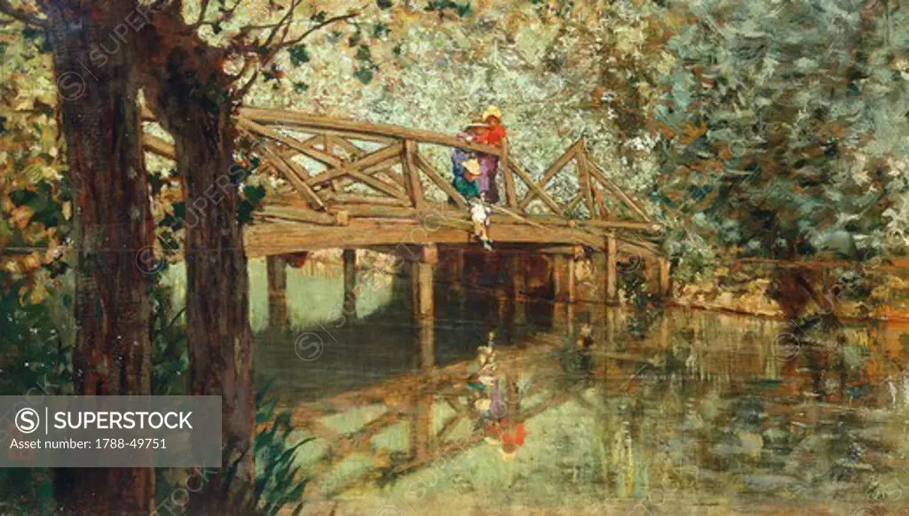 Wooden bridge in Combs-la-Ville, by Telemaco Signorini (1835-1901).