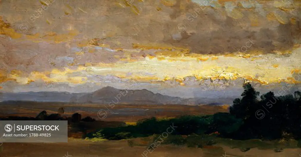 Landscape, by Vittorio Avondo (1836-1910), oil on panel.