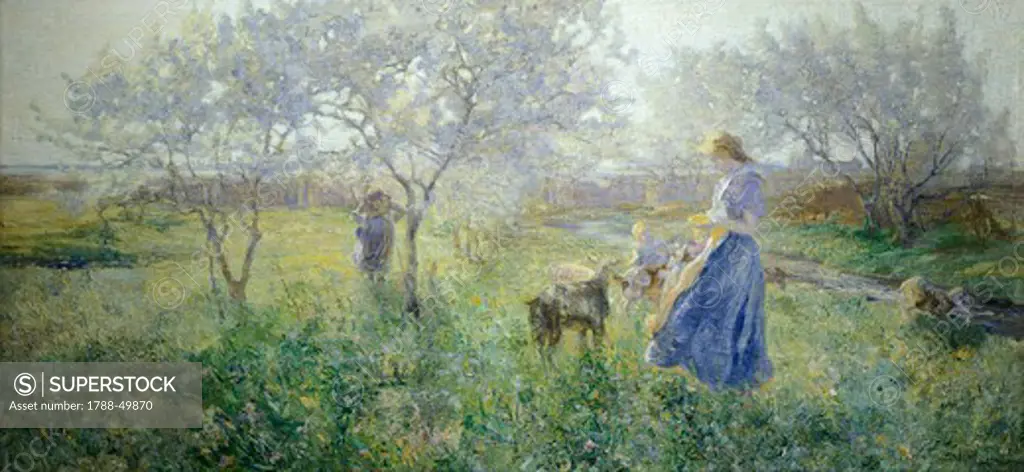Earth in blossoming, 1899, Beppe Ciardi (1875-1932), oil on canvas, 148x68 cm.