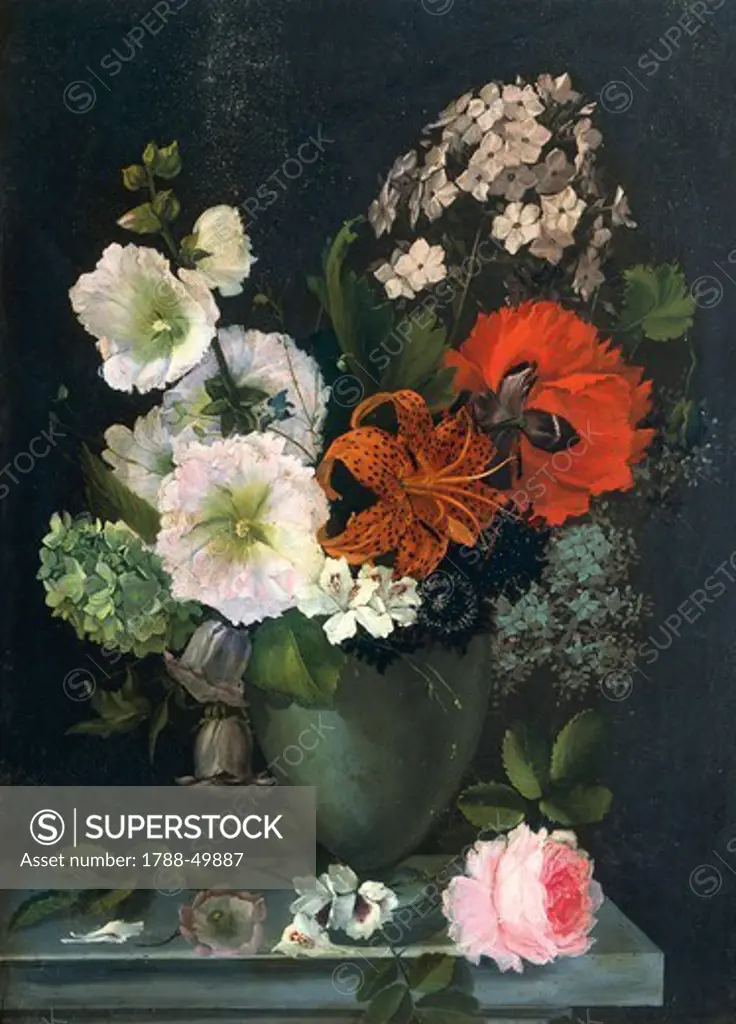 Flowers, by Tommaso Castellini (1803-1869), oil on slate.