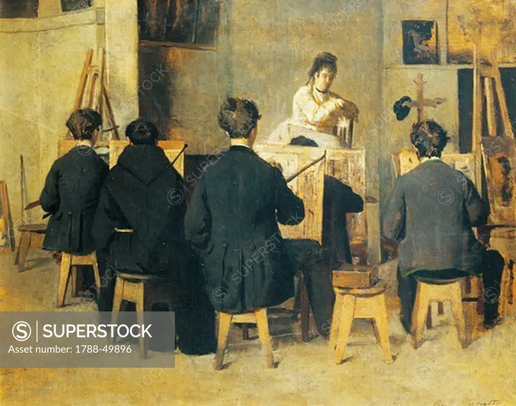 School of Painting, 1871, by Giacomo Favretto (1849-1887), oil on canvas, 52x62 cm.