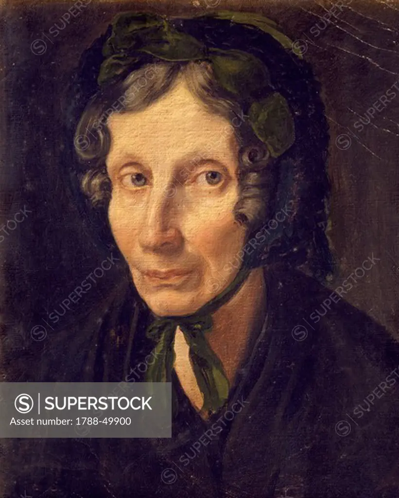Portrait of an old lady, by Lodovico Bellenghi (1815-1891), oil on canvas, 36x30 cm.