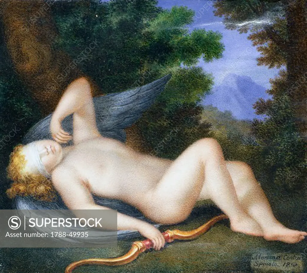 Cupid sleeping, by Maria Geronima Centurione Oltremarino (1706-1738).