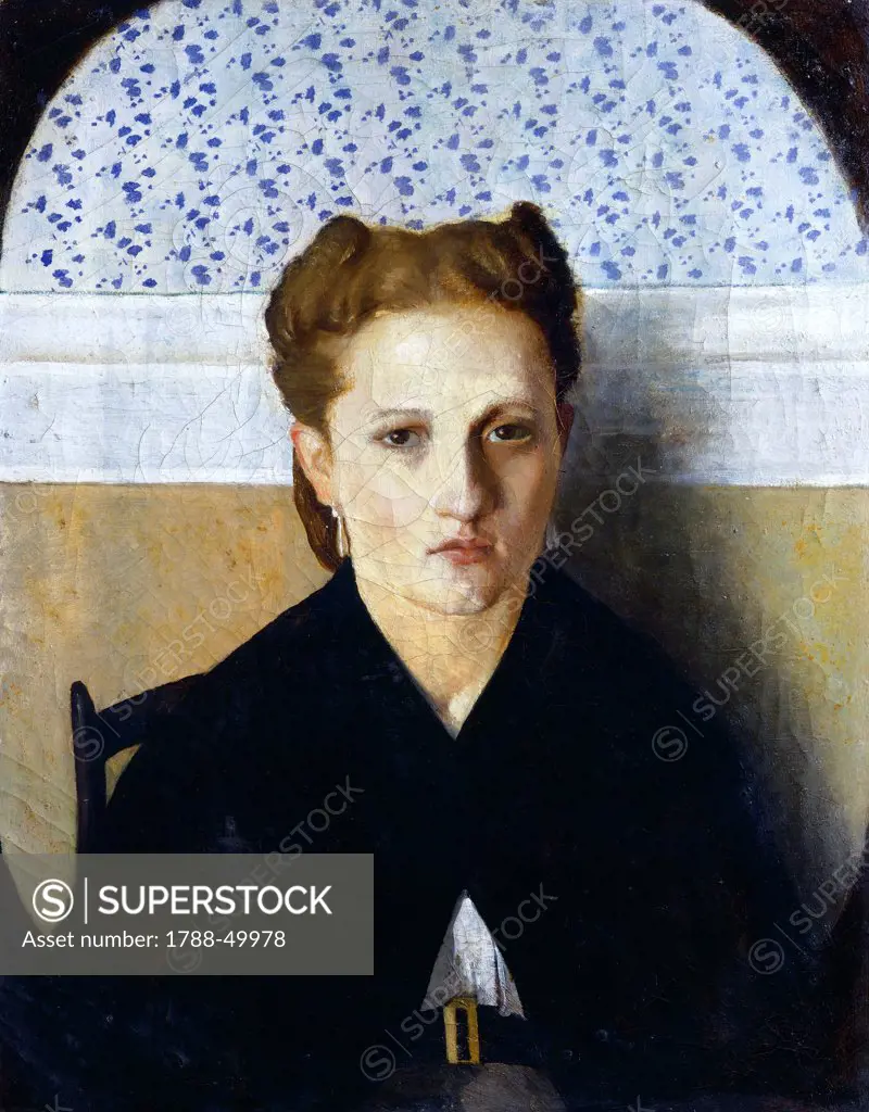Portrait of his wife, 1868, by Adriano Cecioni (1836-1886), oil on canvas, 39x36 cm.