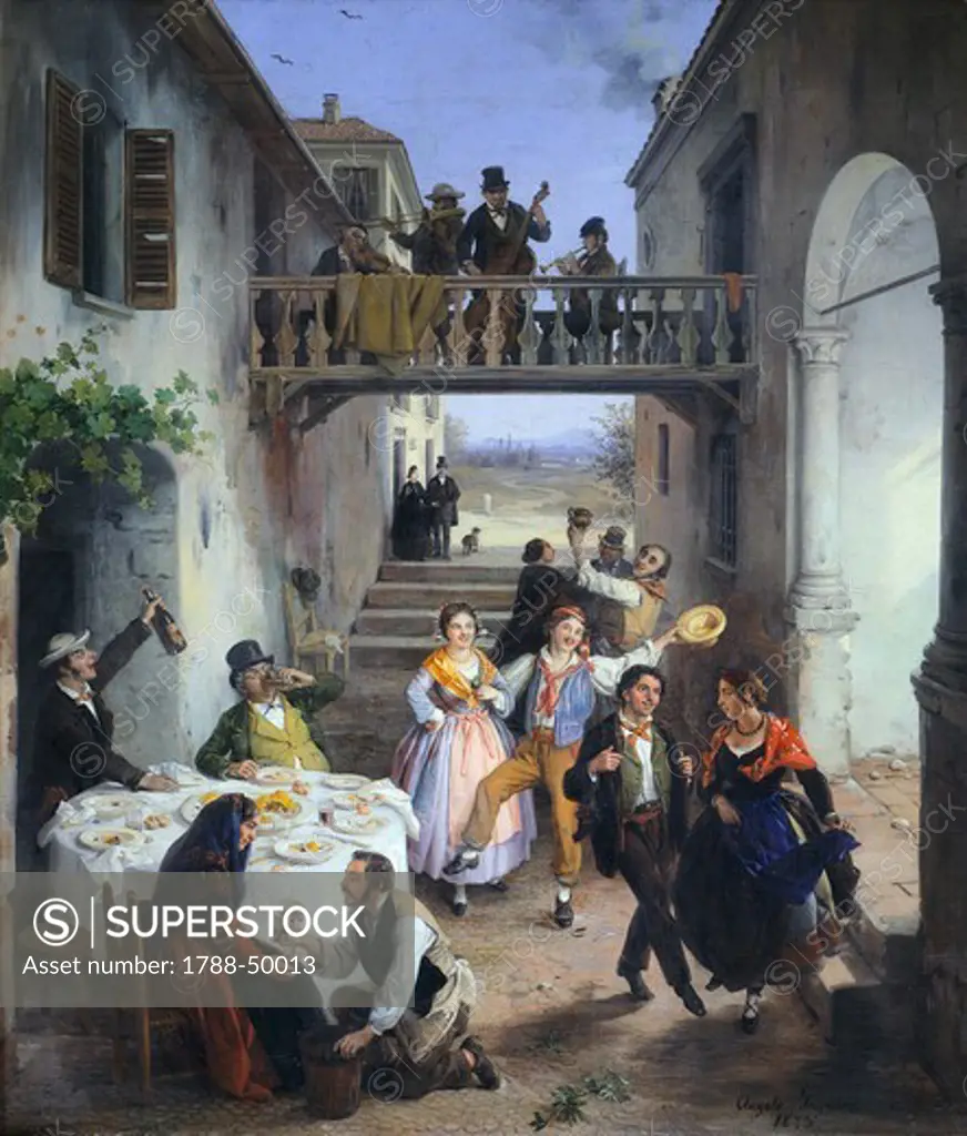 A wedding in Brianza, 1873, by Angelo Inganni(1807-1880), oil on canvas.