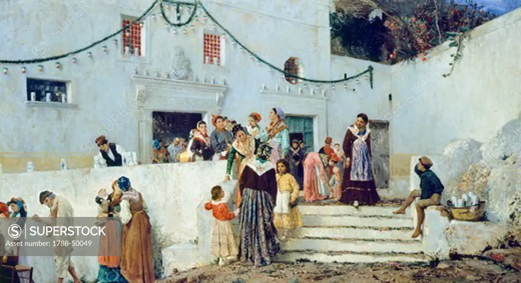 A day of celebration, by Pio Joris (1843-1921), oil on canvas, 93x160 cm.
