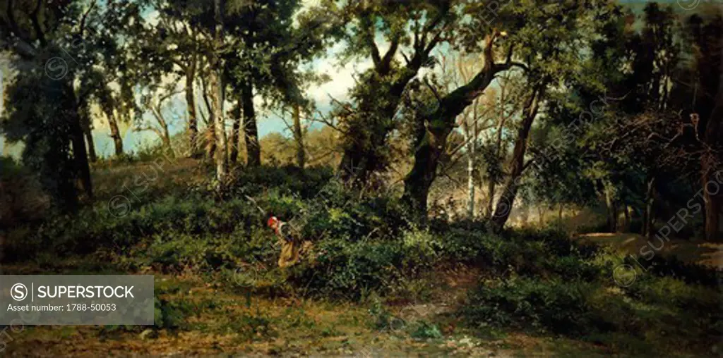 Country scene, by Francesco Capuano (1854-1908), oil on canvas, 105x208 cm. Palace of Police Headquarters, Naples.