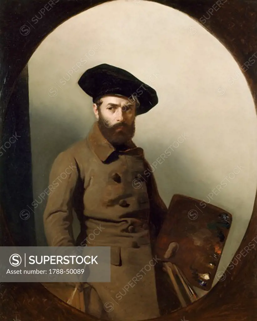 Portrait of the painter Carlo Bellosio, 1850, by Mauro Conconi (1815-1860), oil on canvas, 127x98 cm.