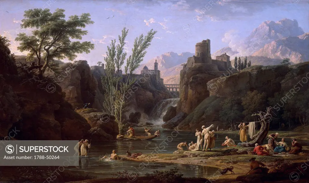 The morning, the bathers (Le matin, les baigneuses), 1772, by Claude-Joseph Vernet (1714-1789), oil on canvas, 98x162 cm.