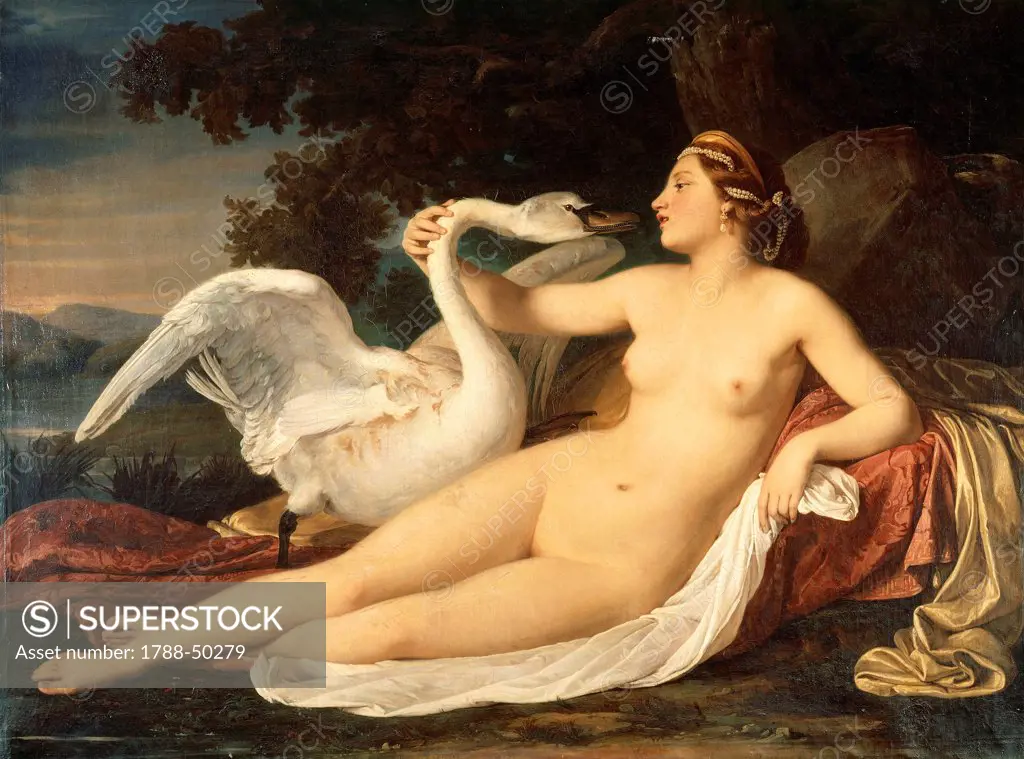 Leda and the Swan, by Cesare Mussini (1804-1879).