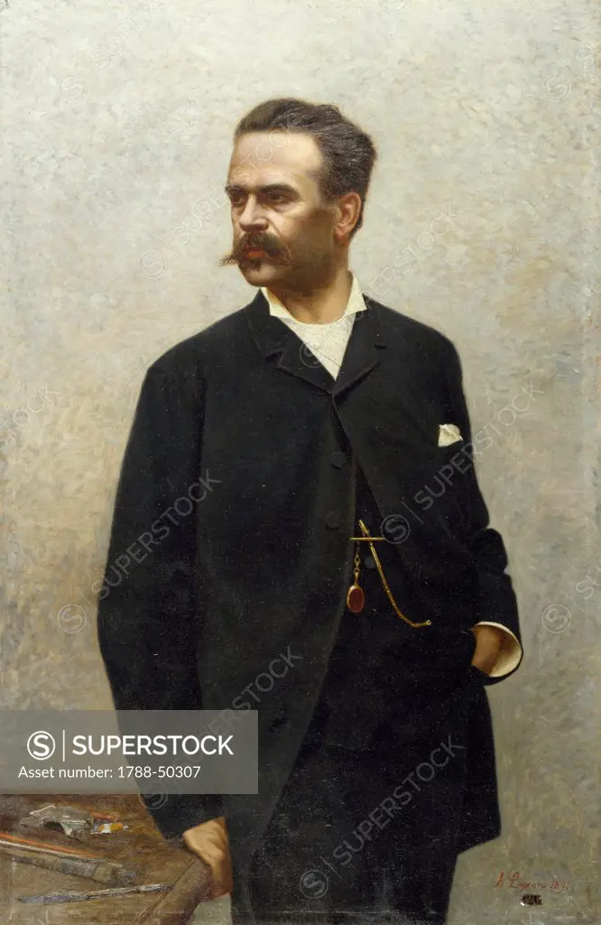 Portrait of artist Niccolo Barabino, by Alfredo Luxoro (1859-1918), oil on canvas, 124x80 cm.