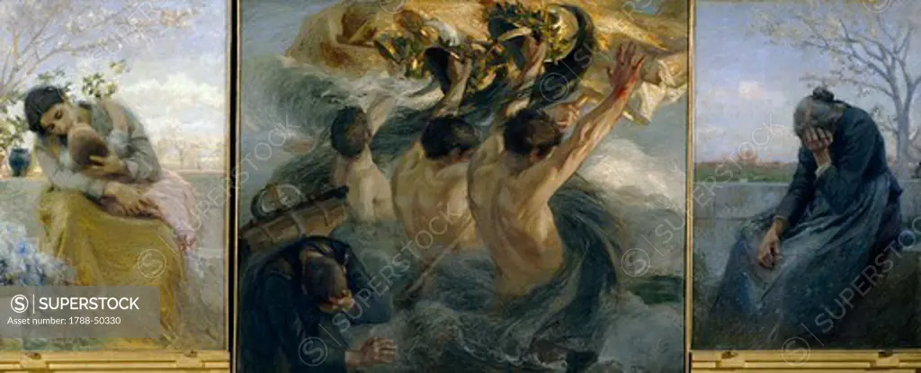Glory, triptych, by Giuseppe Mentessi (1857-1931).