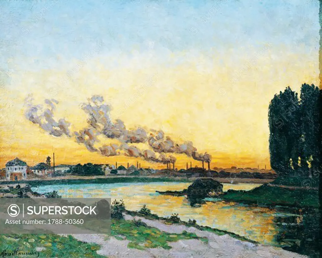 Sunset at Ivry, ca 1873, by Armand Guillaumin (1841-1927), oil on canvas, 65x81 cm.